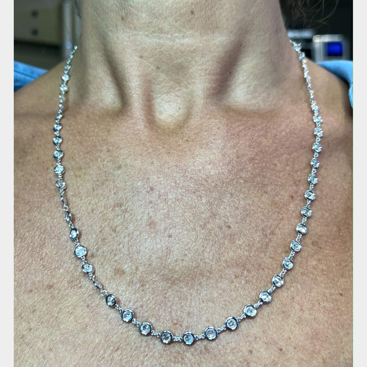 18K White Gold 11.50 Ct. Diamond by the Yard Necklace