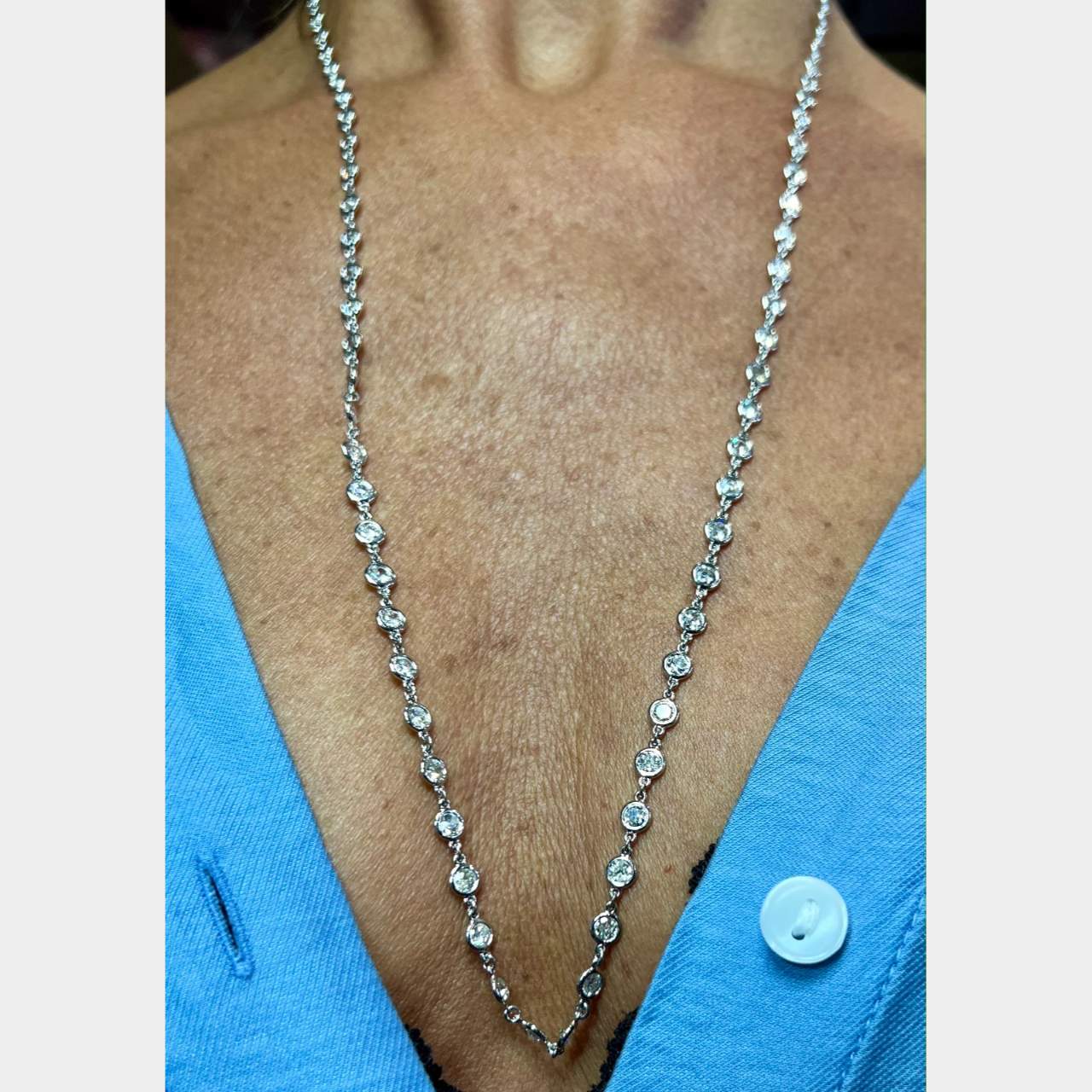 18K White Gold 12.40 Ct. Diamond by the Yard Necklace
