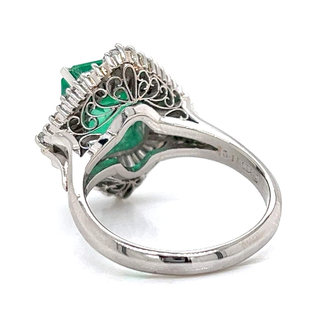 Platinum 3.18 Ct. Emerald and Diamond Ring