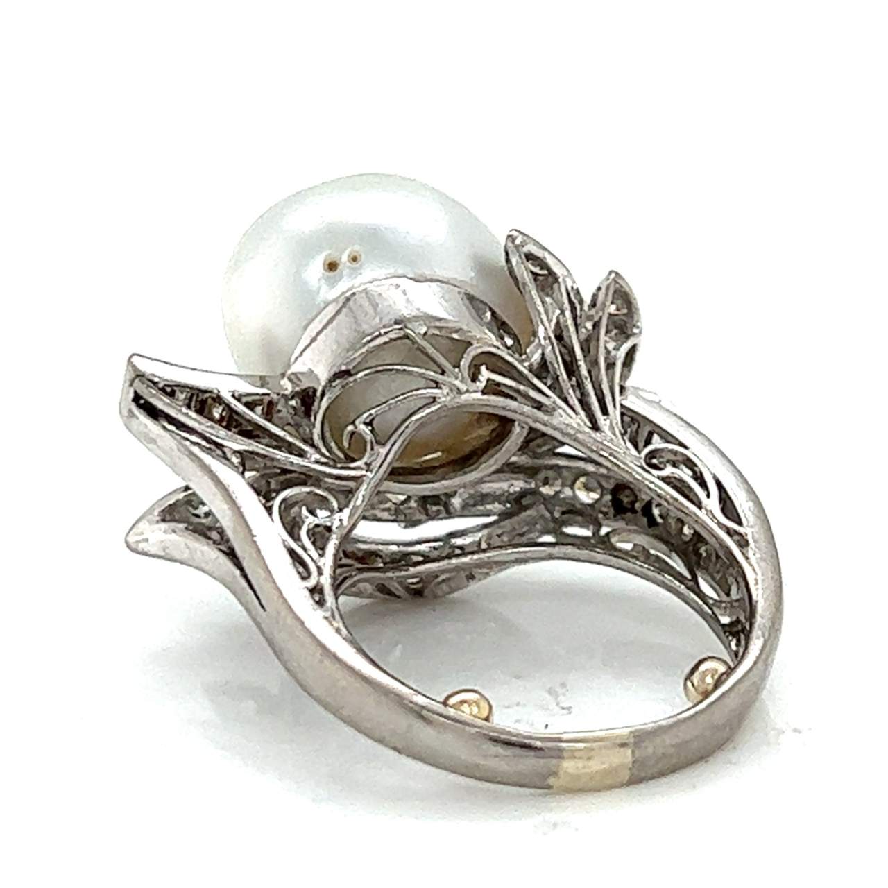 18K White Gold 1.40 Ct. Diamond & South Sea Pearl Ring