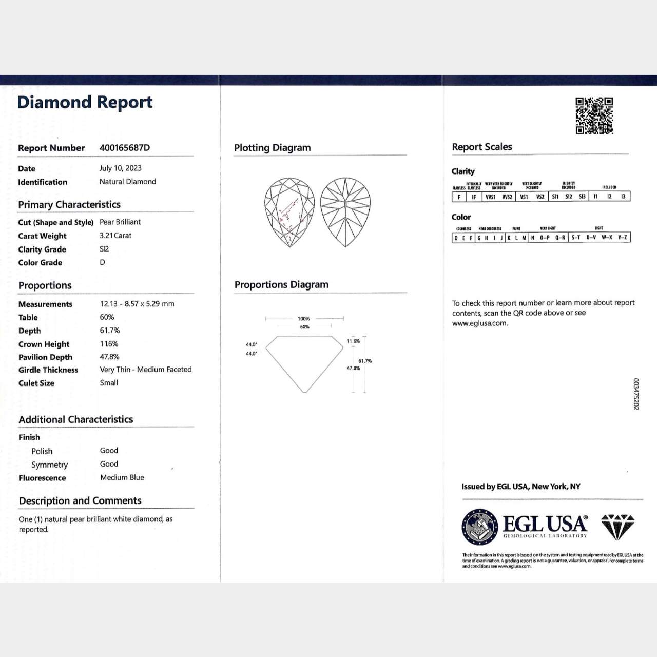 Platinum EGL Certified Diamond Earrings