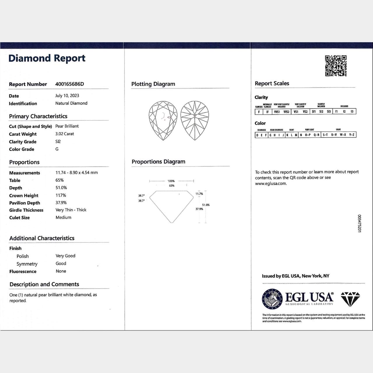 Platinum EGL Certified Diamond Earrings