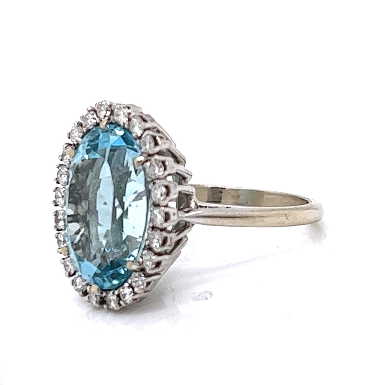 14K White Gold Topaz & Diamond Ring