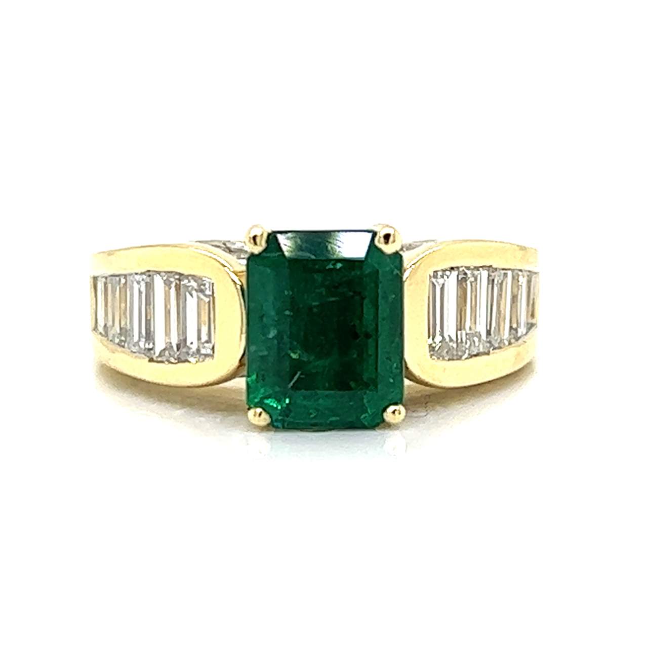 18K Yellow Gold 2.61 Ct. Emerald & Diamond Ring