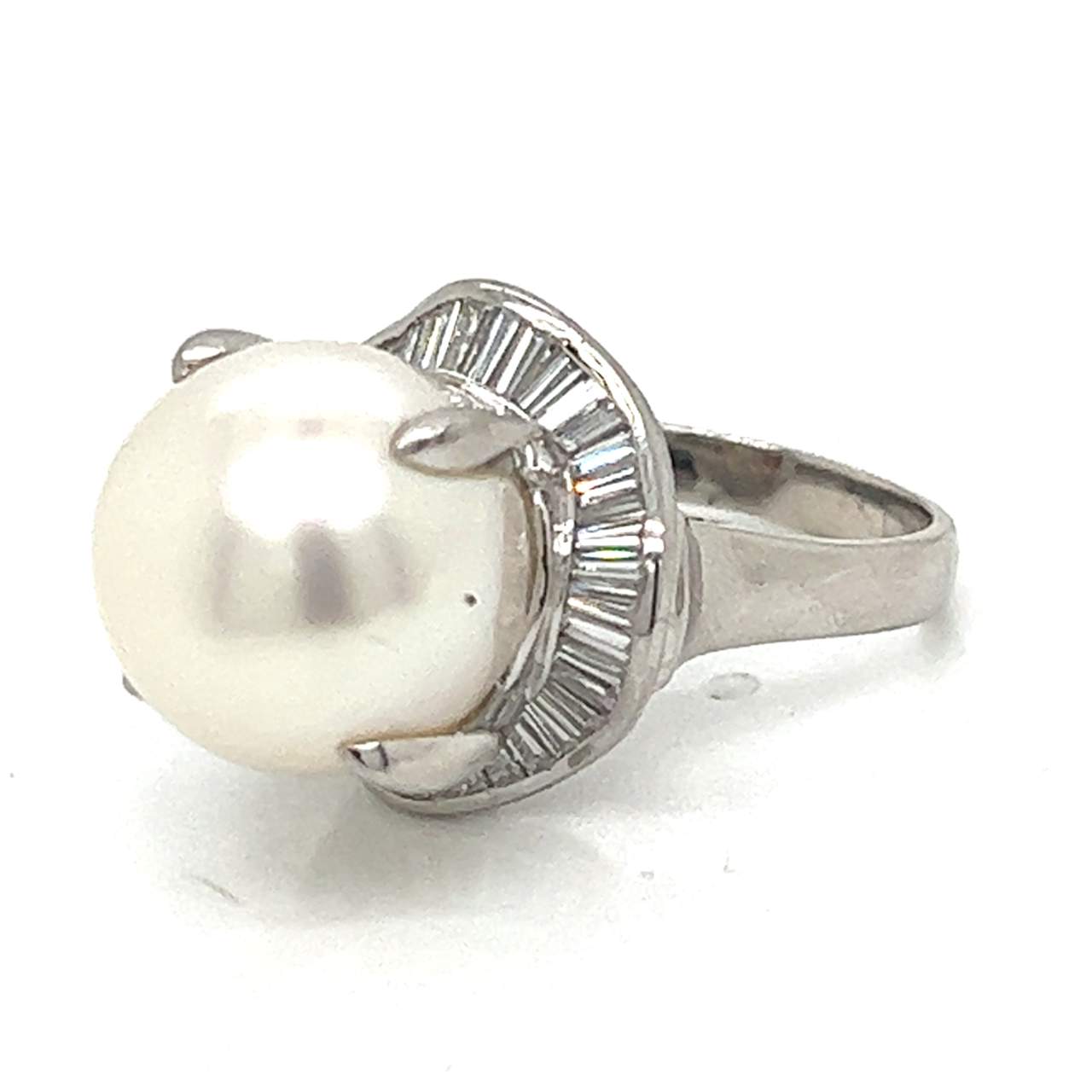 Platinum Diamond & South Sea Pearl Ring
