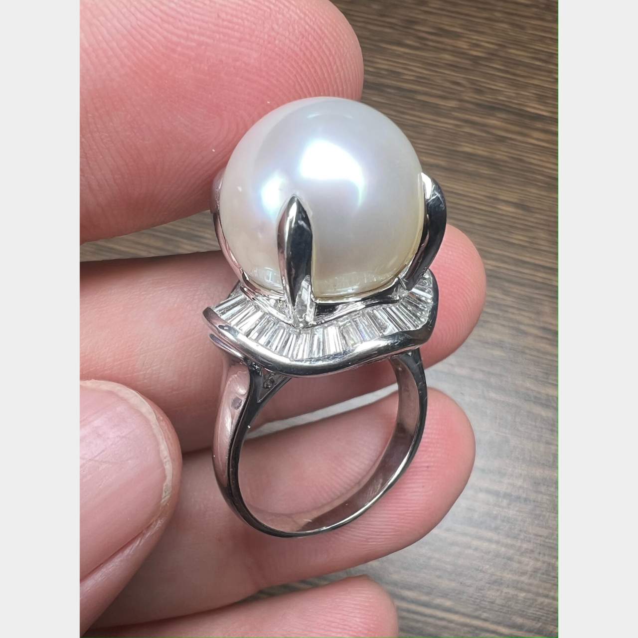 Platinum Diamond & South Sea Pearl Ring