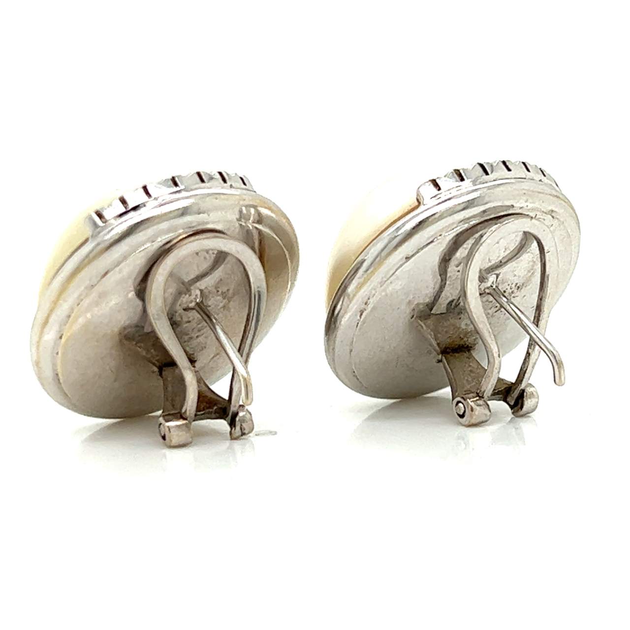 18K White Gold Mabe Pearl & Diamond Earrings