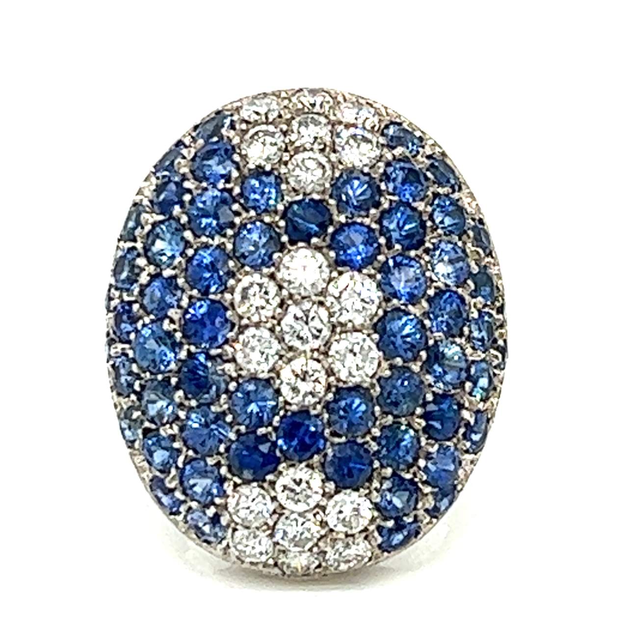 18K White Gold Diamond & Sapphire Ring