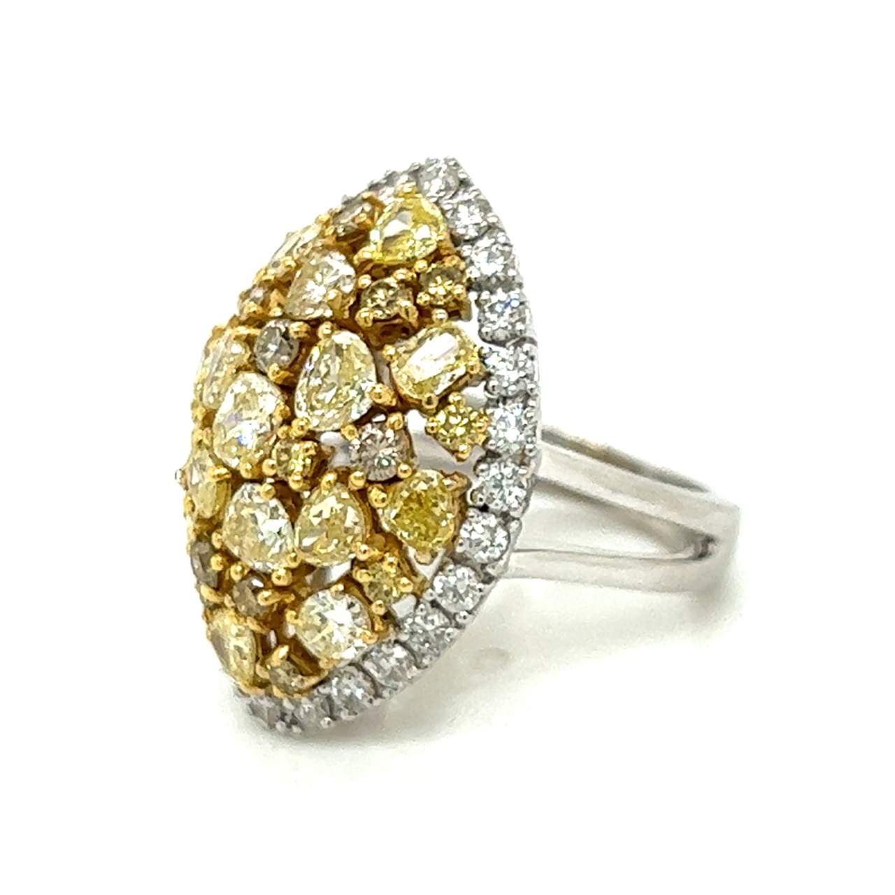 18K White Gold 3.40 Ct. Fancy Yellow Diamond Ring
