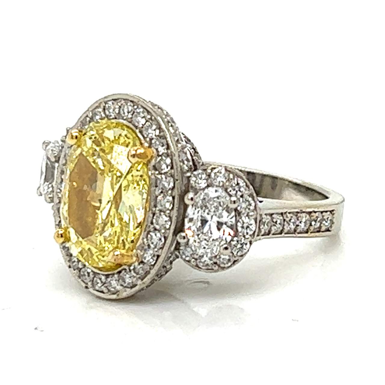 Platinum & 18K GIA Certified 3.90 Ct. Fancy Yellow Diamond Ring - Image 2