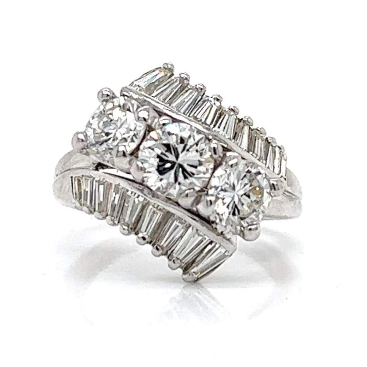 1950’s 14K White Gold 3.70 Ct. Diamond Ring