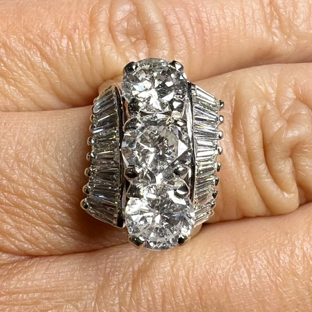 1950’s 14K White Gold 3.70 Ct. Diamond Ring