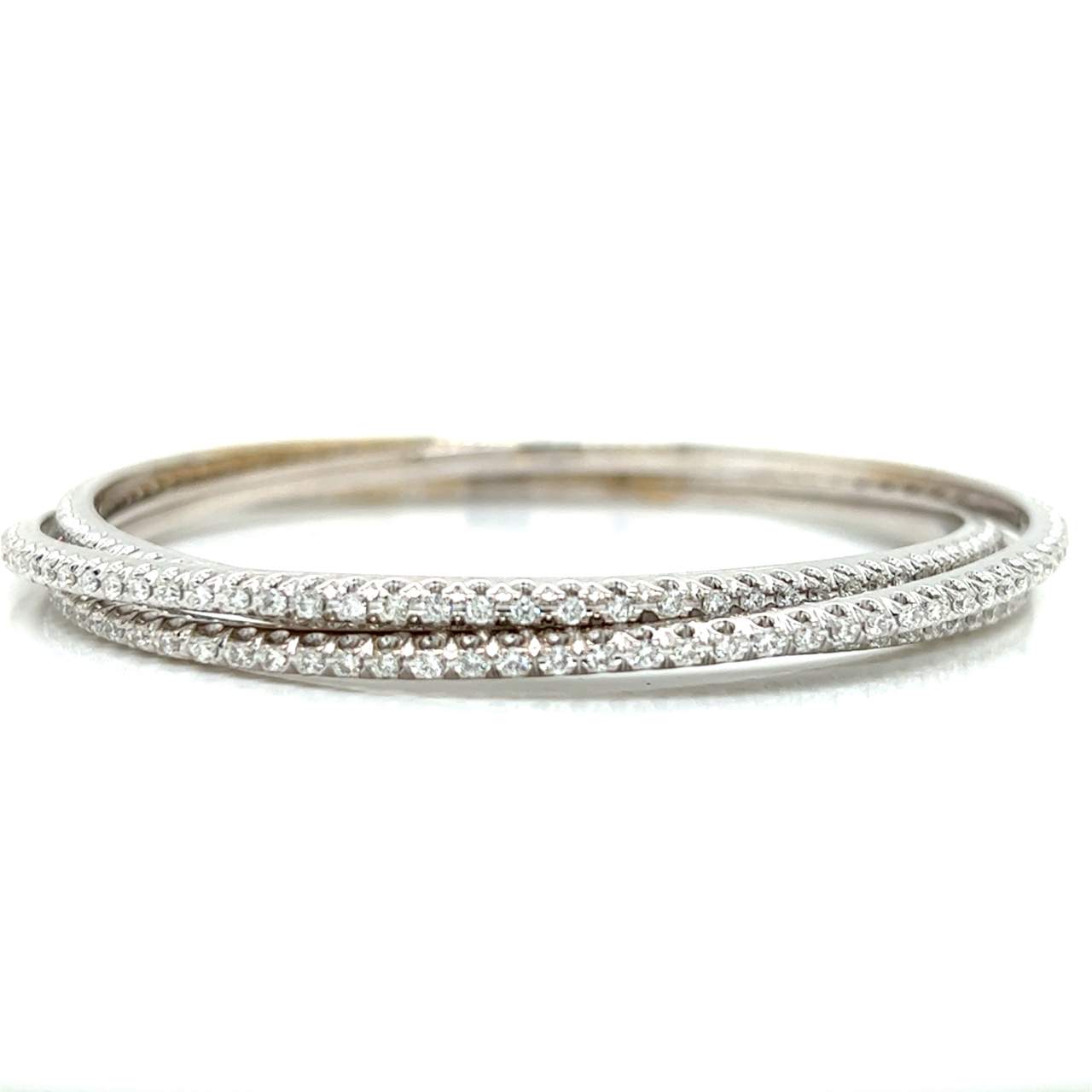 18K White Gold 6.80 Ct. 3-Bangle Diamond Bracelet