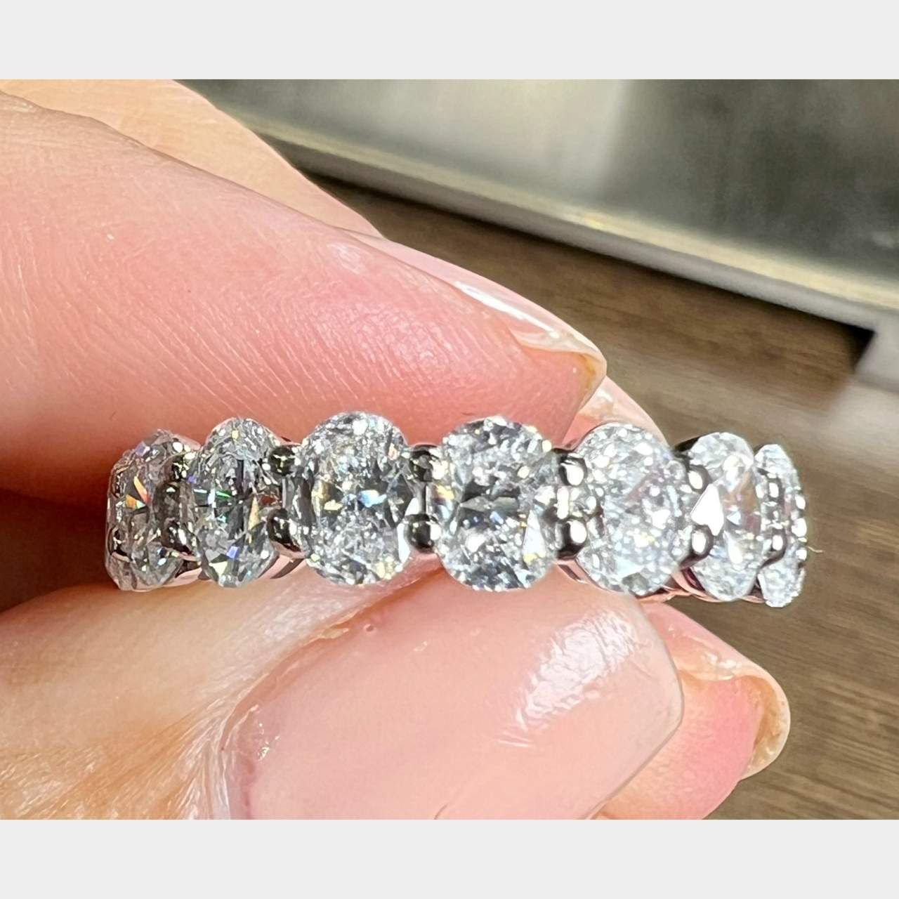 Platinum 11.00 Ct. Graduated Oval Diamond Eternity Band
