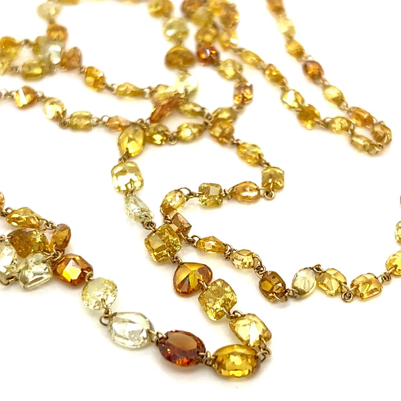 18K Yellow Gold Natural Color Diamond Necklace