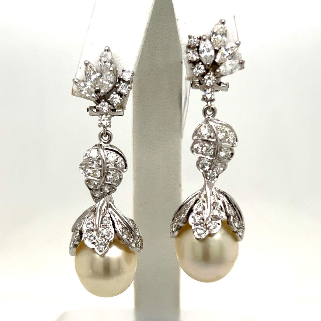Platinum & 18K South Sea Pearl and Diamond Earrings