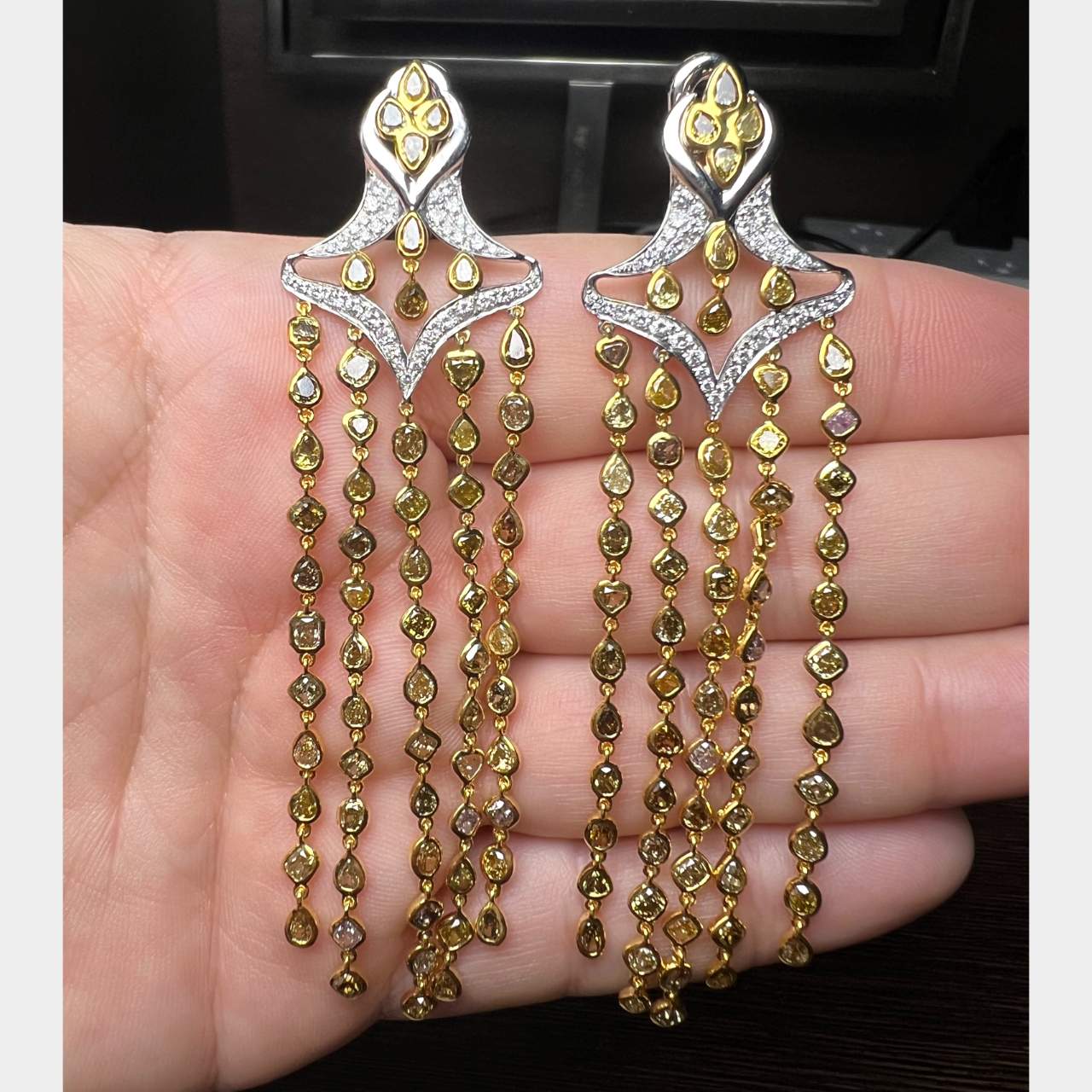18K & Platinum 16.00 Ct. Diamond Chandelier Earrings