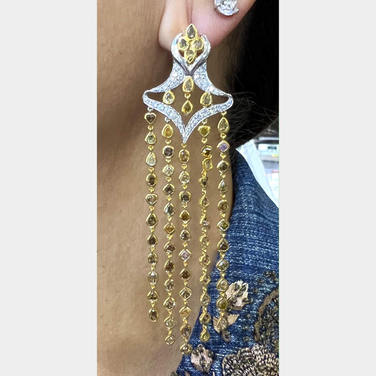 18K & Platinum 16.00 Ct. Diamond Chandelier Earrings