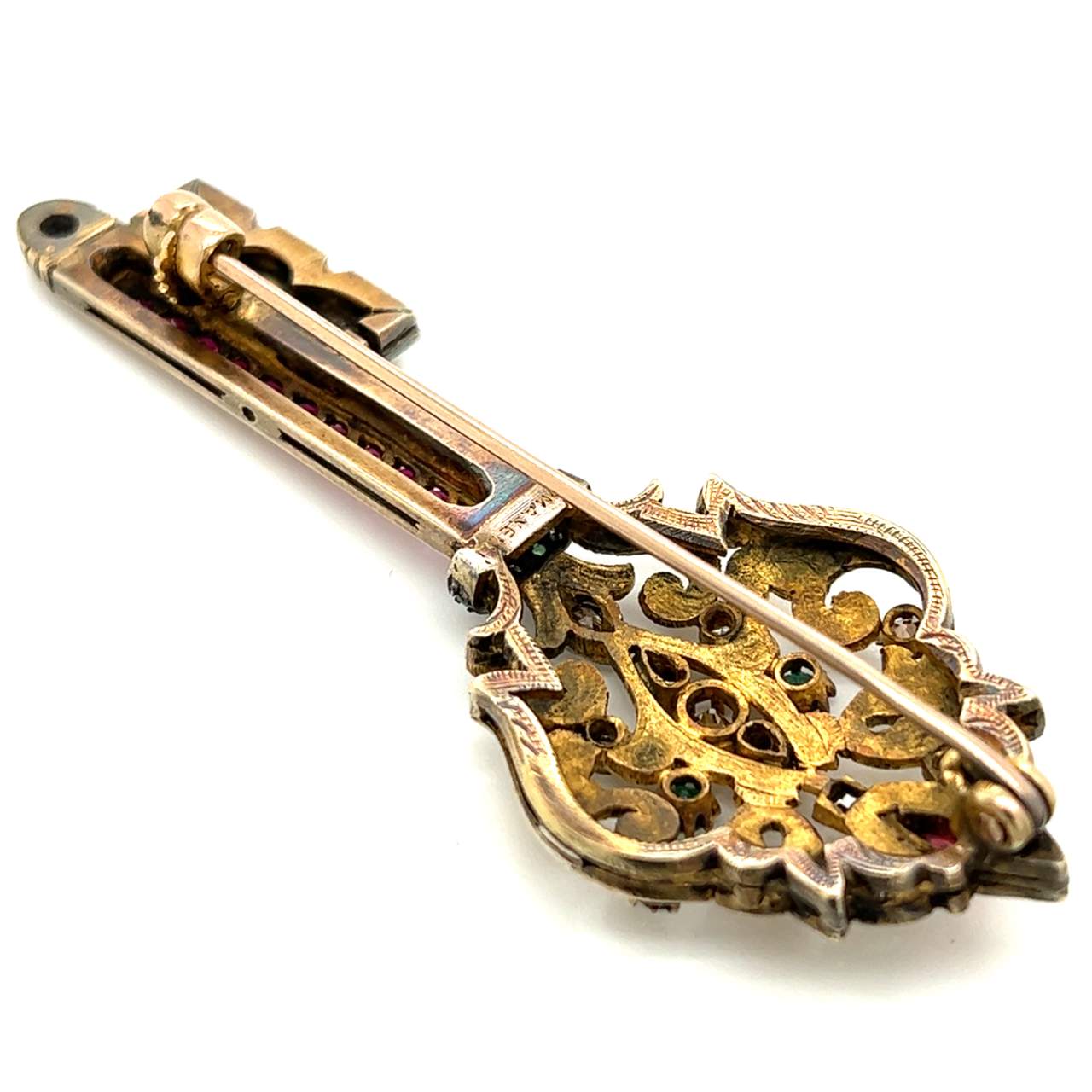 ROMANELLI 18K Yellow Gold Key Brooch