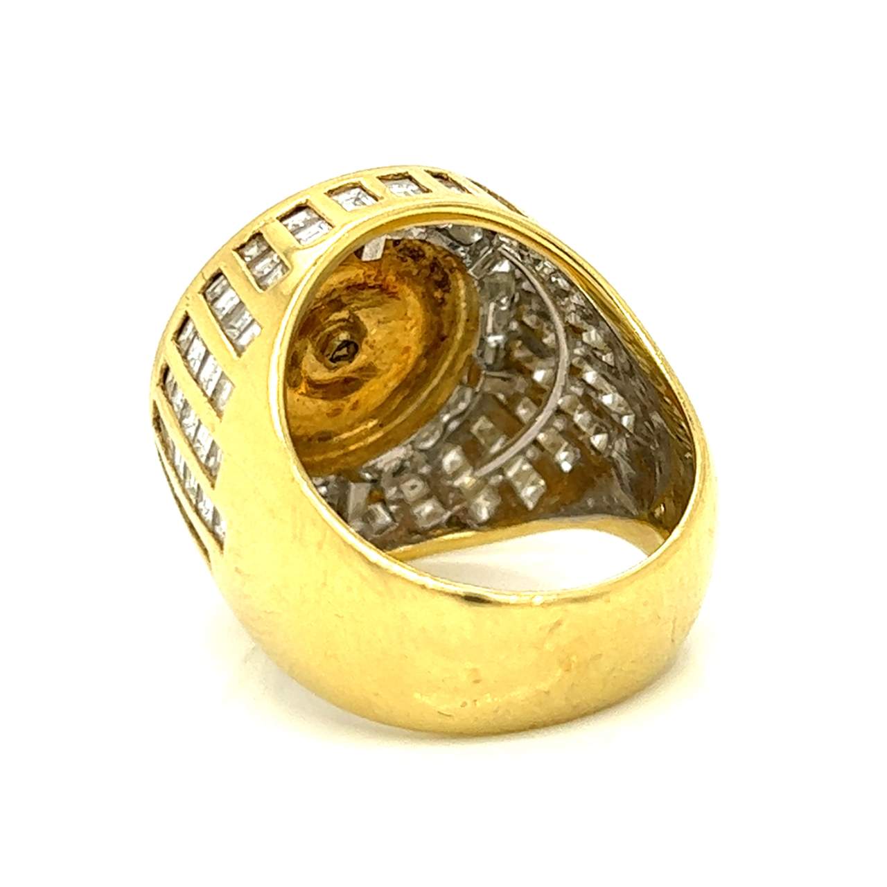 18K Yellow Gold Certified Jade & Diamond Ring