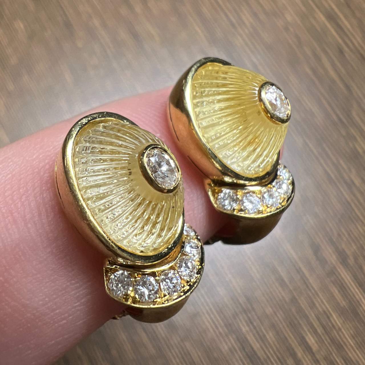 18K Yellow Gold Diamond Earrings