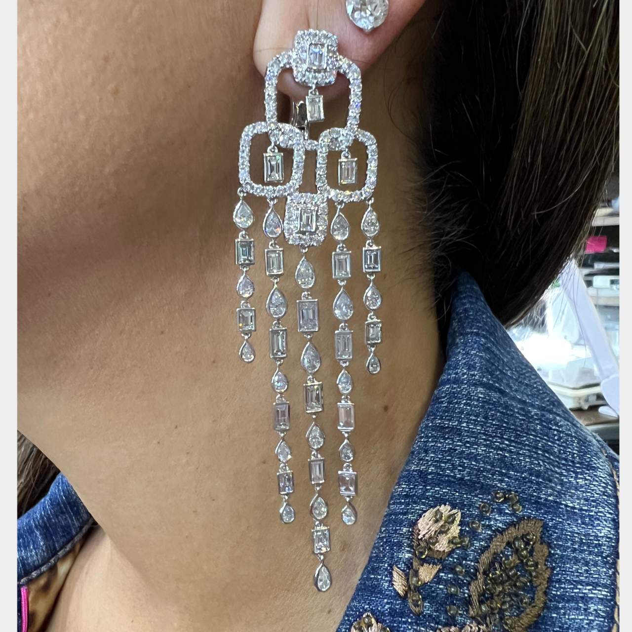 Platinum 14.25 Ct. Diamond Chandelier Earrings