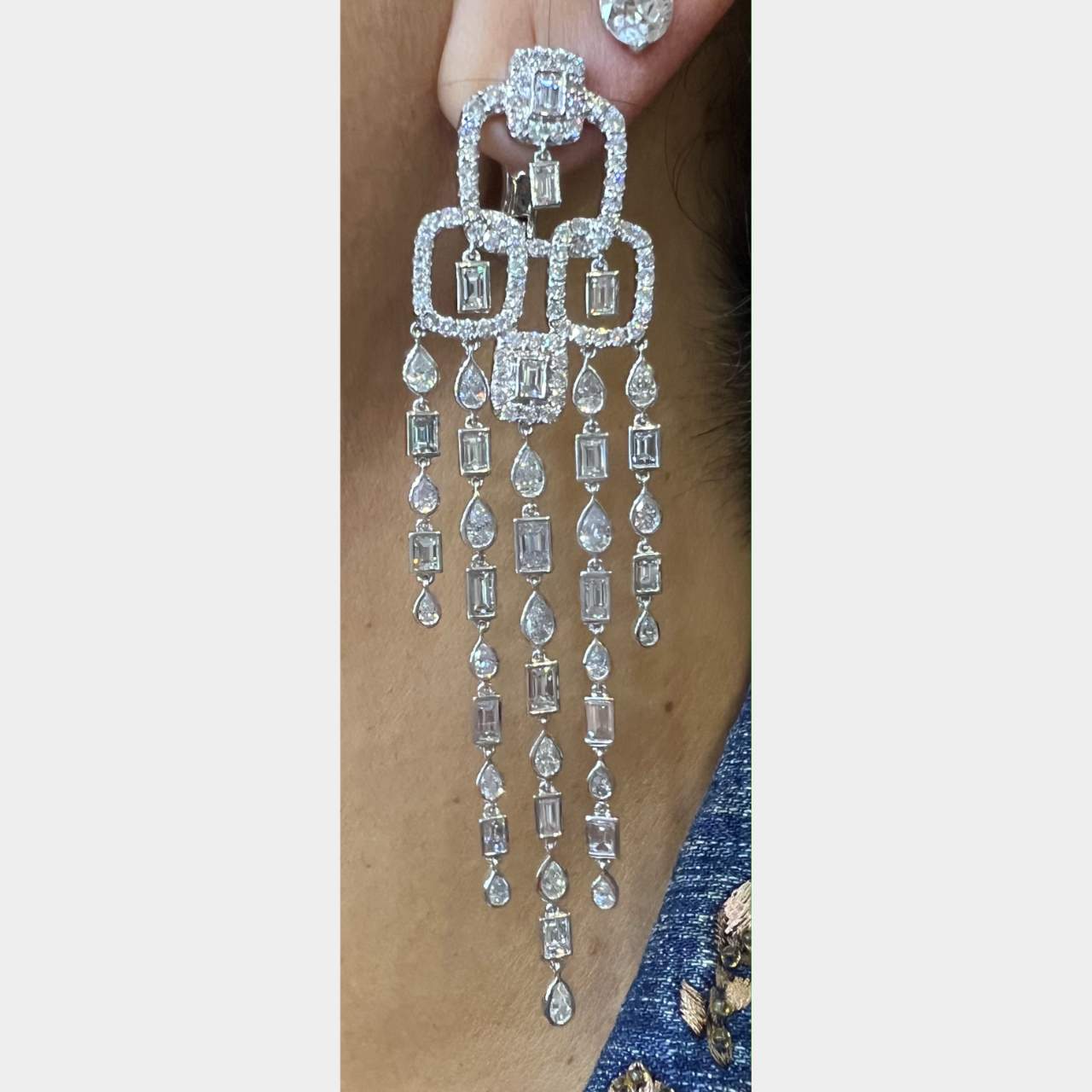Platinum 14.25 Ct. Diamond Chandelier Earrings