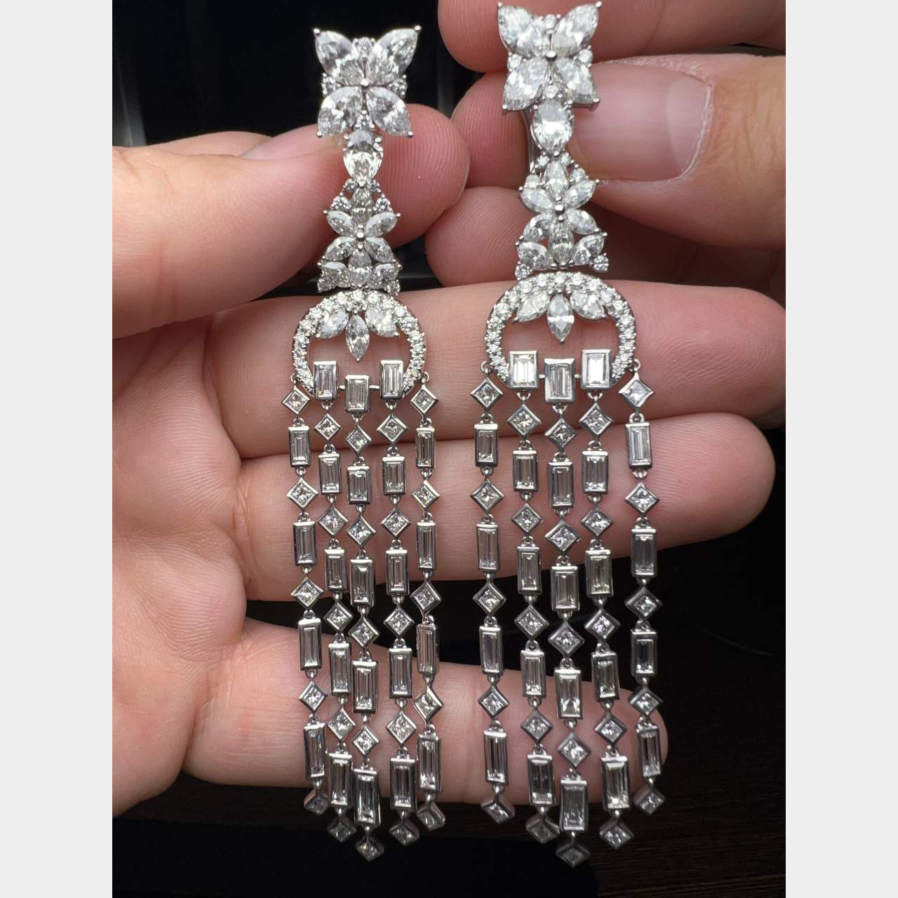 Platinum 19.60 Ct. Diamond Chandelier Earrings