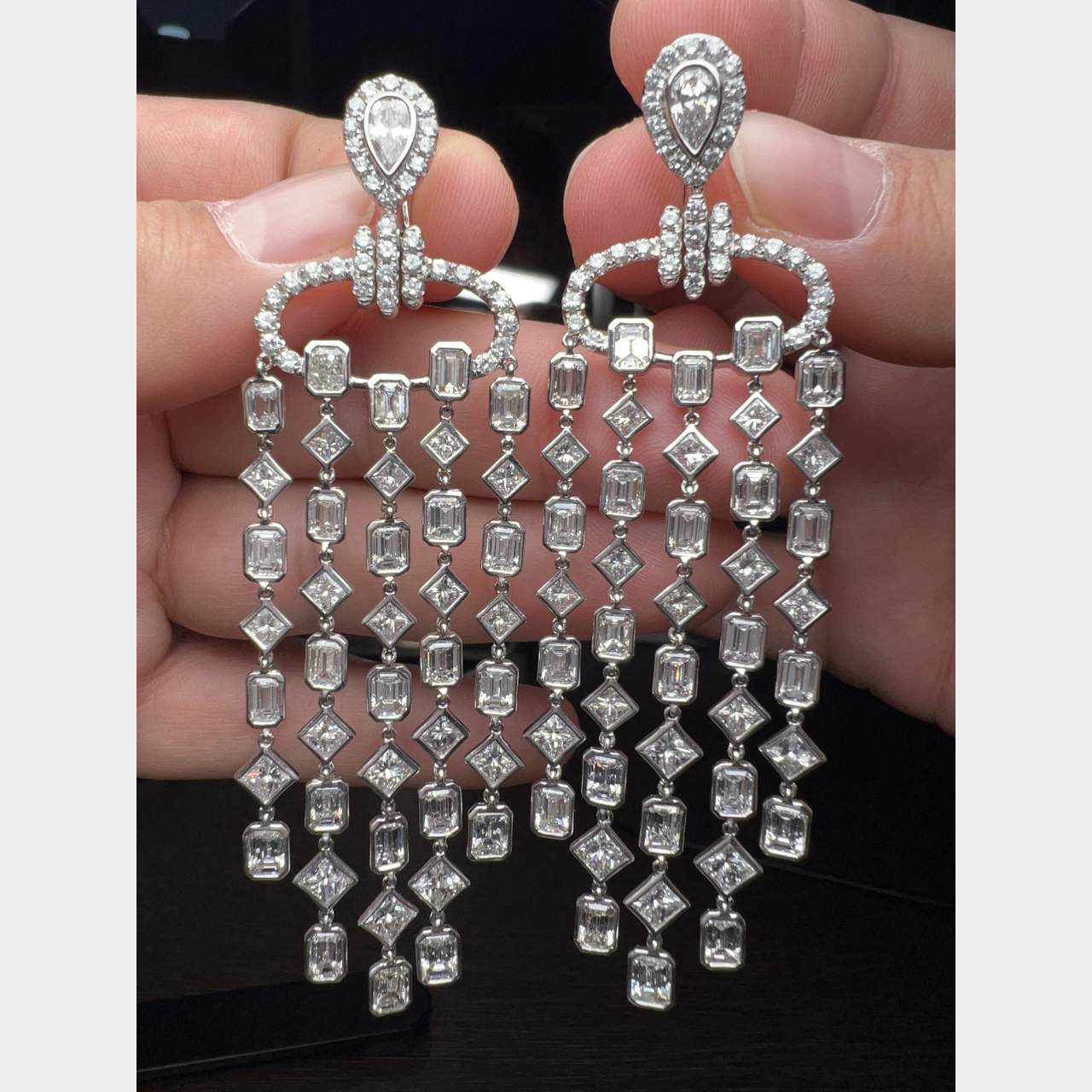 Platinum 31.40 Ct. Diamond Chandelier Earrings