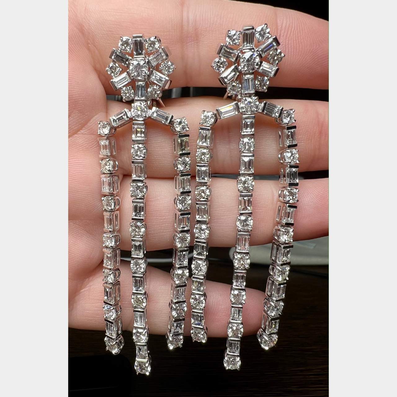 Platinum 21.57 Ct. Diamond Chandelier Earrings