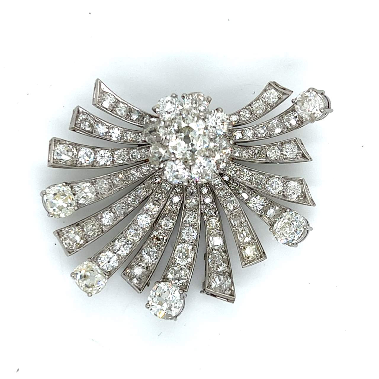 Art Deco Platinum 12.20 Ct. Diamond Brooch