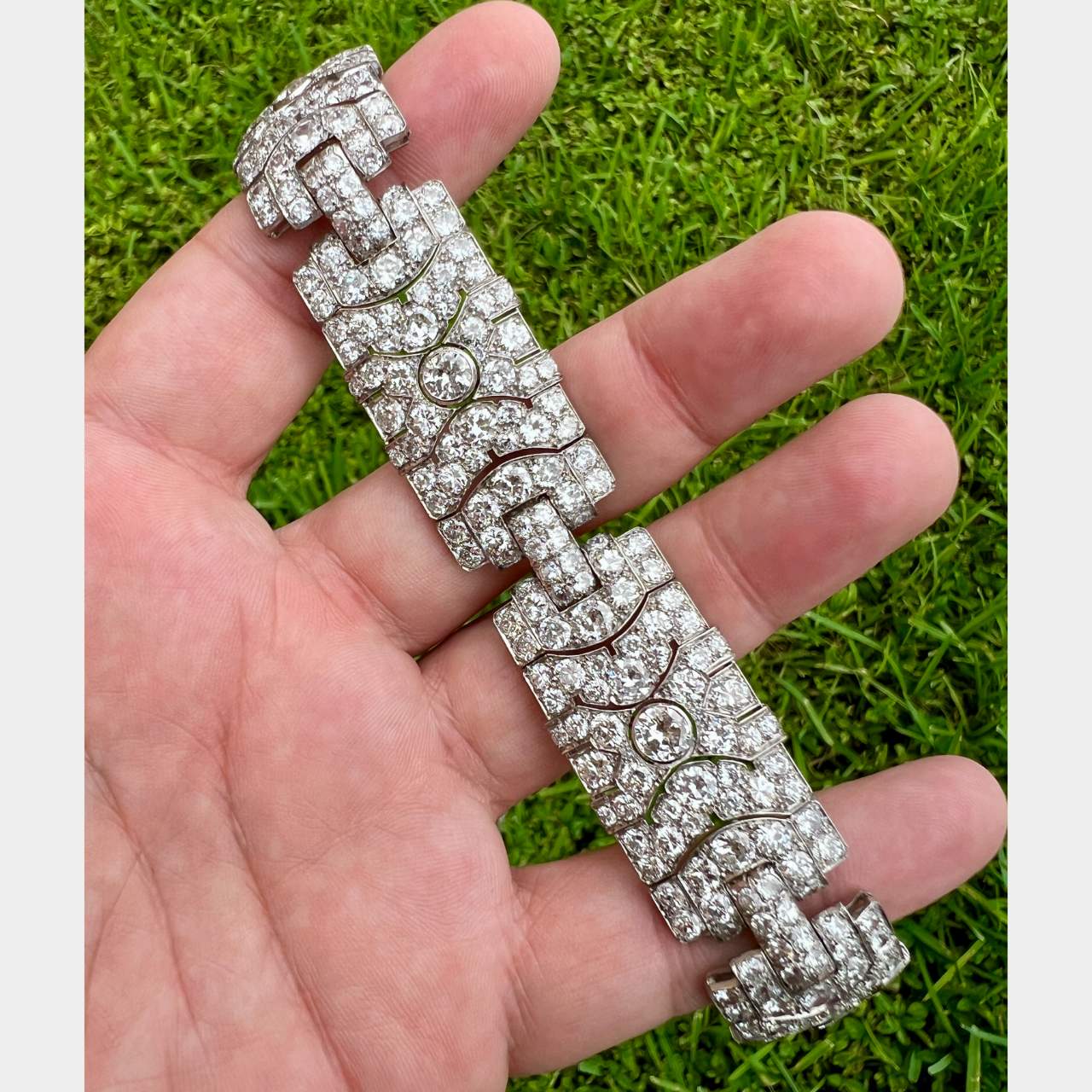 Art Deco French 36.00 Ct. Diamond Bracelet