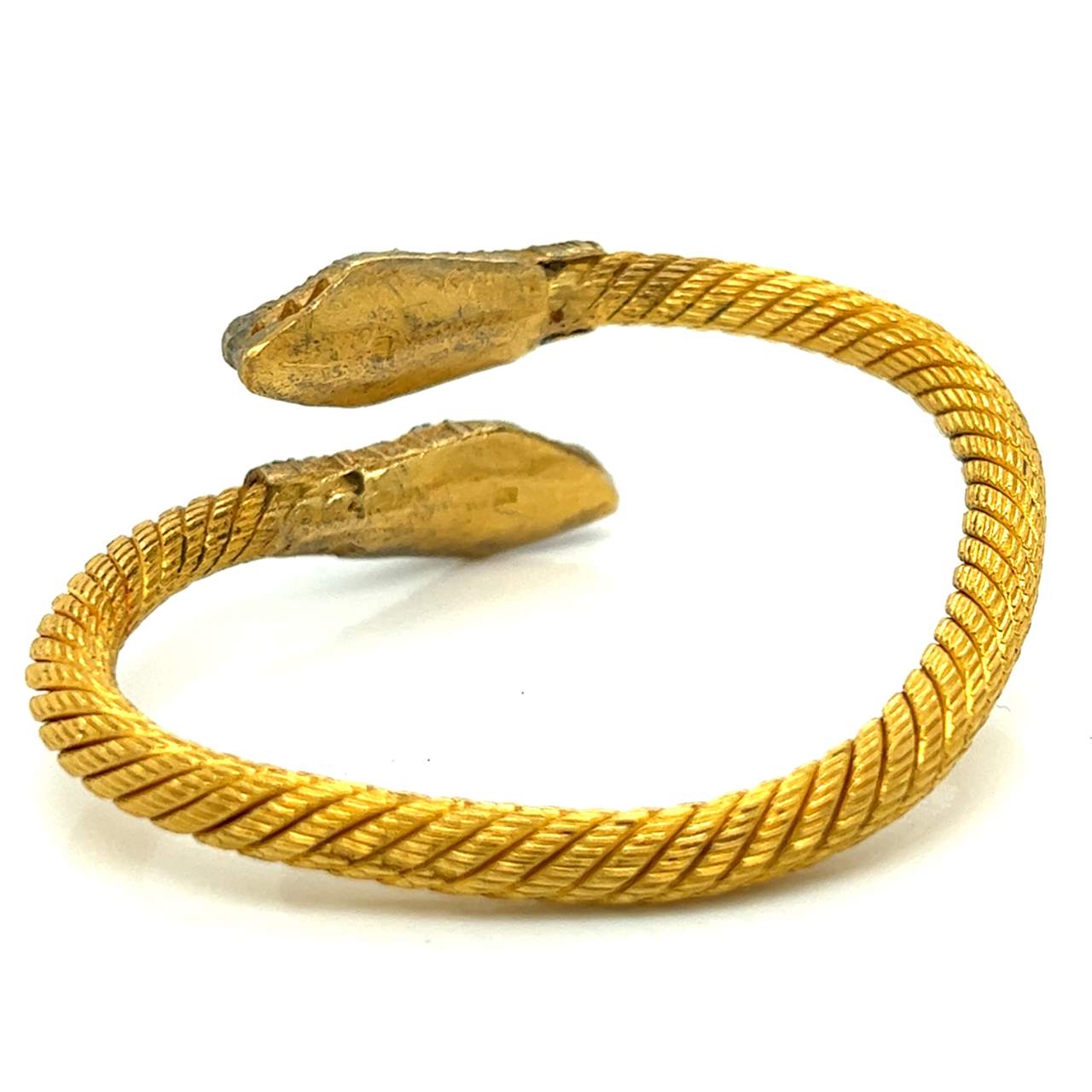 Antique 23K Yellow Gold Diamond Snake Bangle