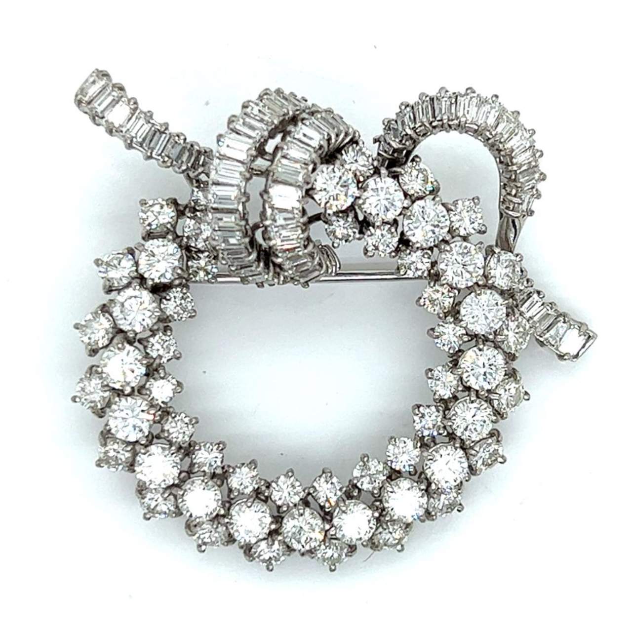 1950’s 18K White Gold 10.60 Ct. Diamond Brooch