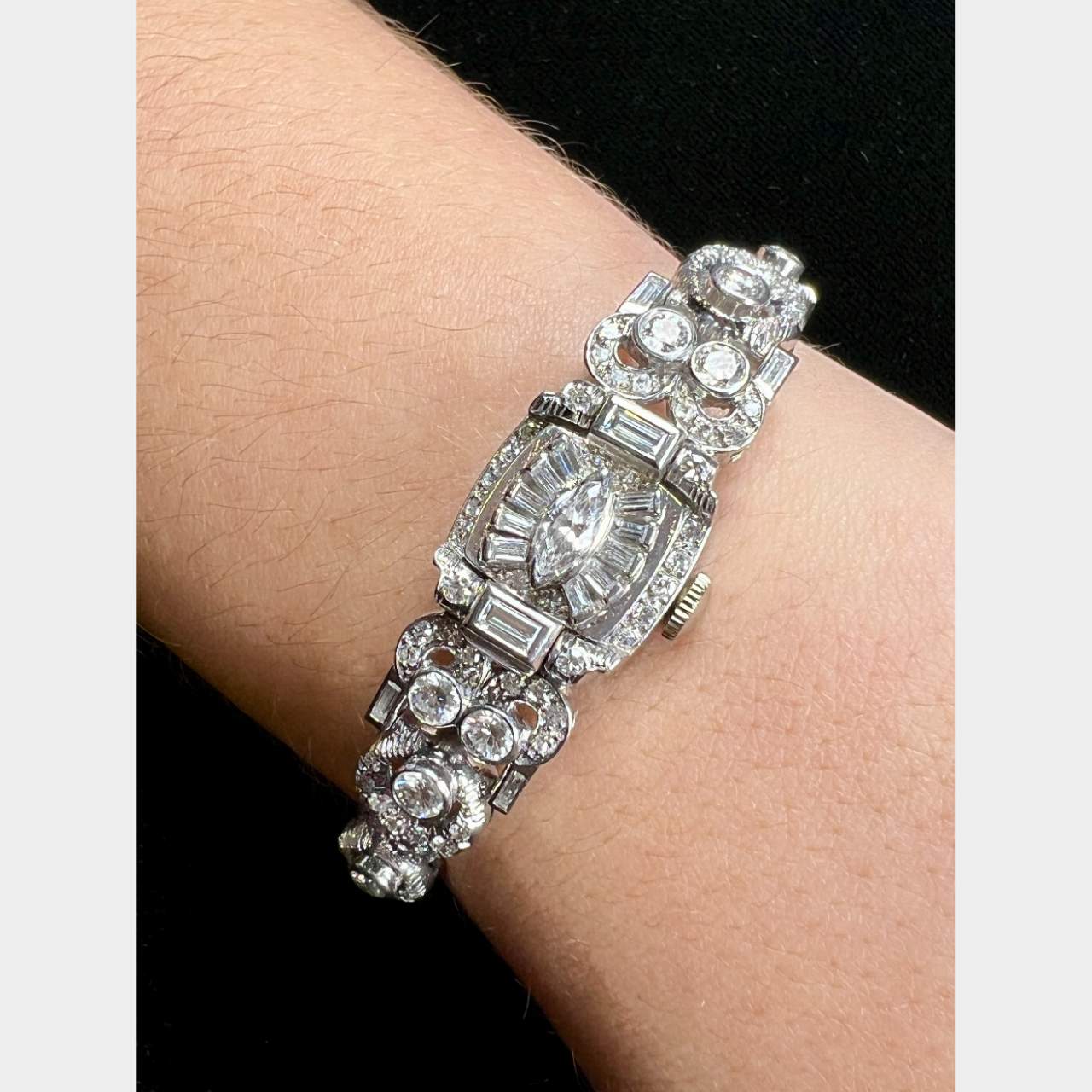 Art Deco HAMILTON Platinum Diamond Cocktail Watch