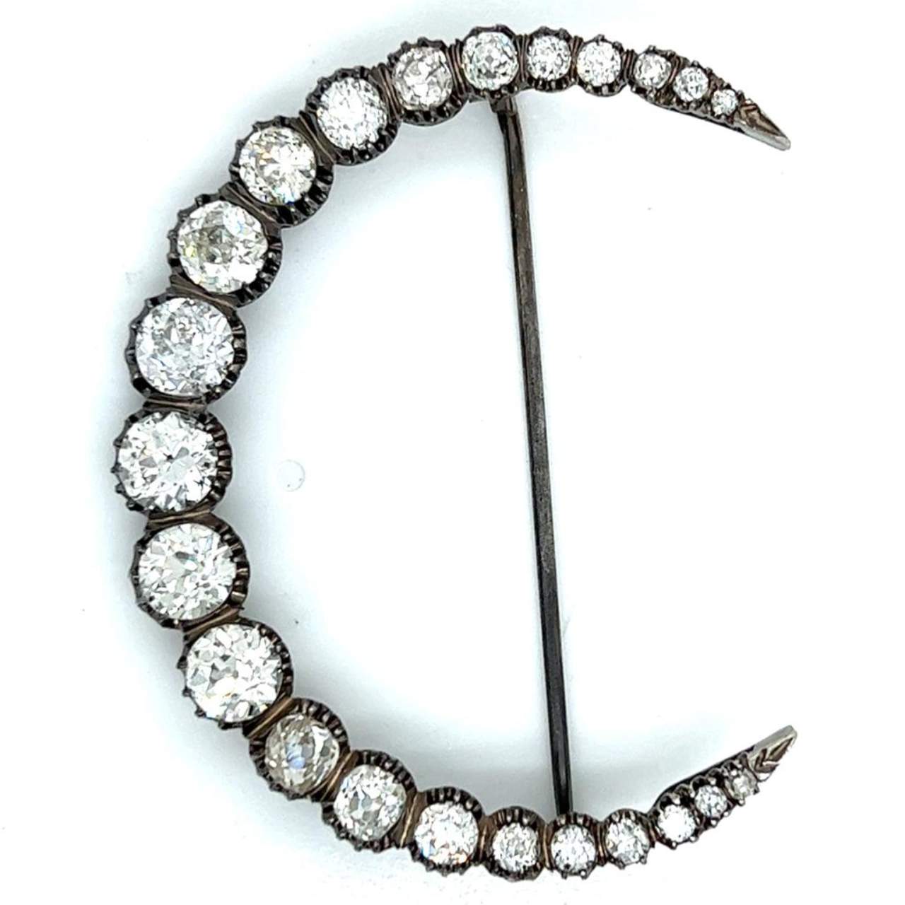Platinum 9.00 Ct. Diamond Crescent Brooch