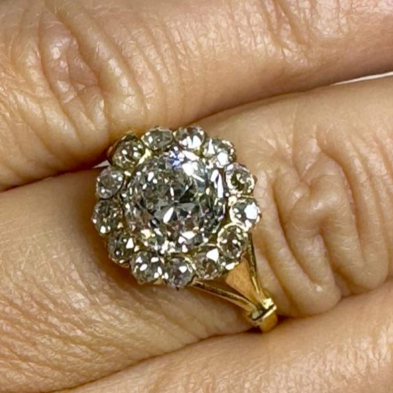Victorian 18K Yellow Gold 3.35 Ct. Diamond Ring