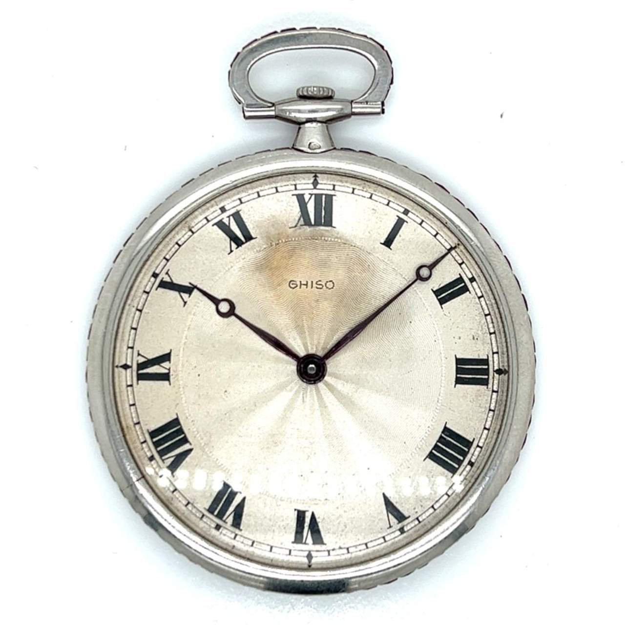 GHISO Art Deco Platinum Pocket Watch