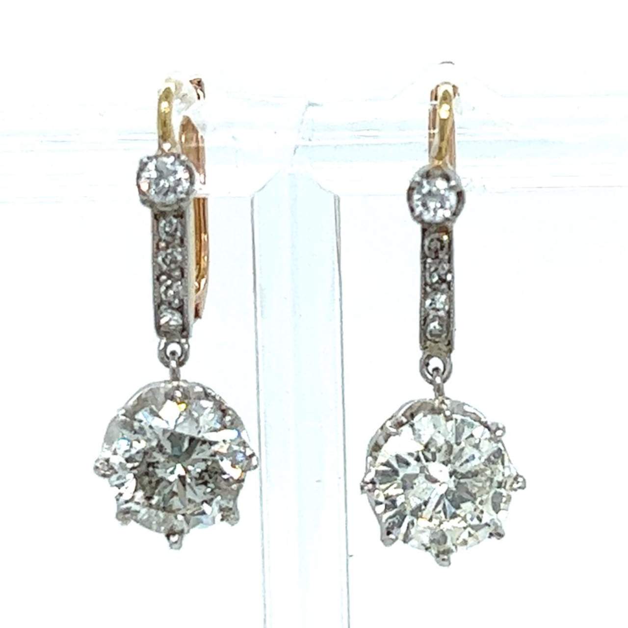 Platinum & 18K Yellow Gold 3.97 Ct. Diamond Earrings