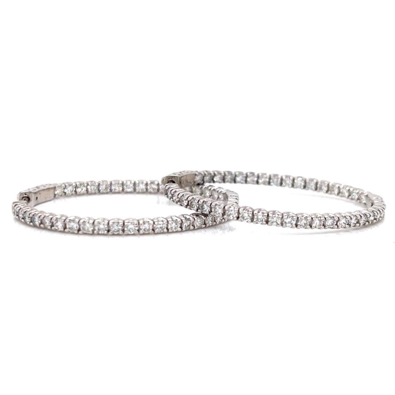 14K White Gold 4.80 Ct. Diamond Hoop Earrings