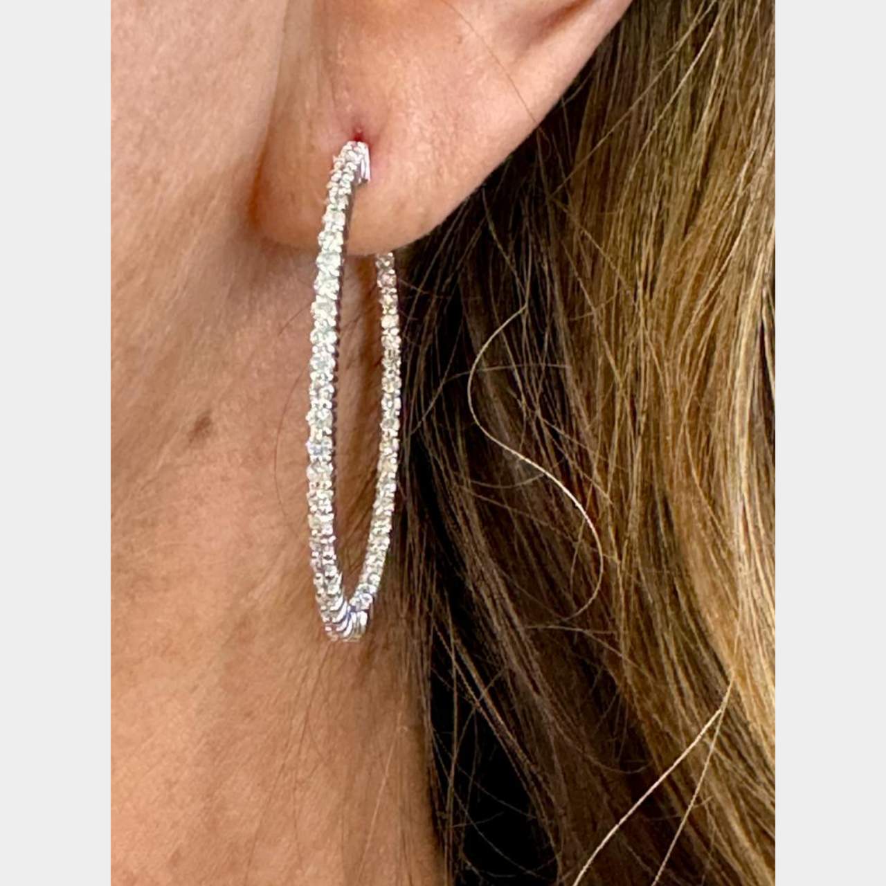 14K White Gold 4.80 Ct. Diamond Hoop Earrings