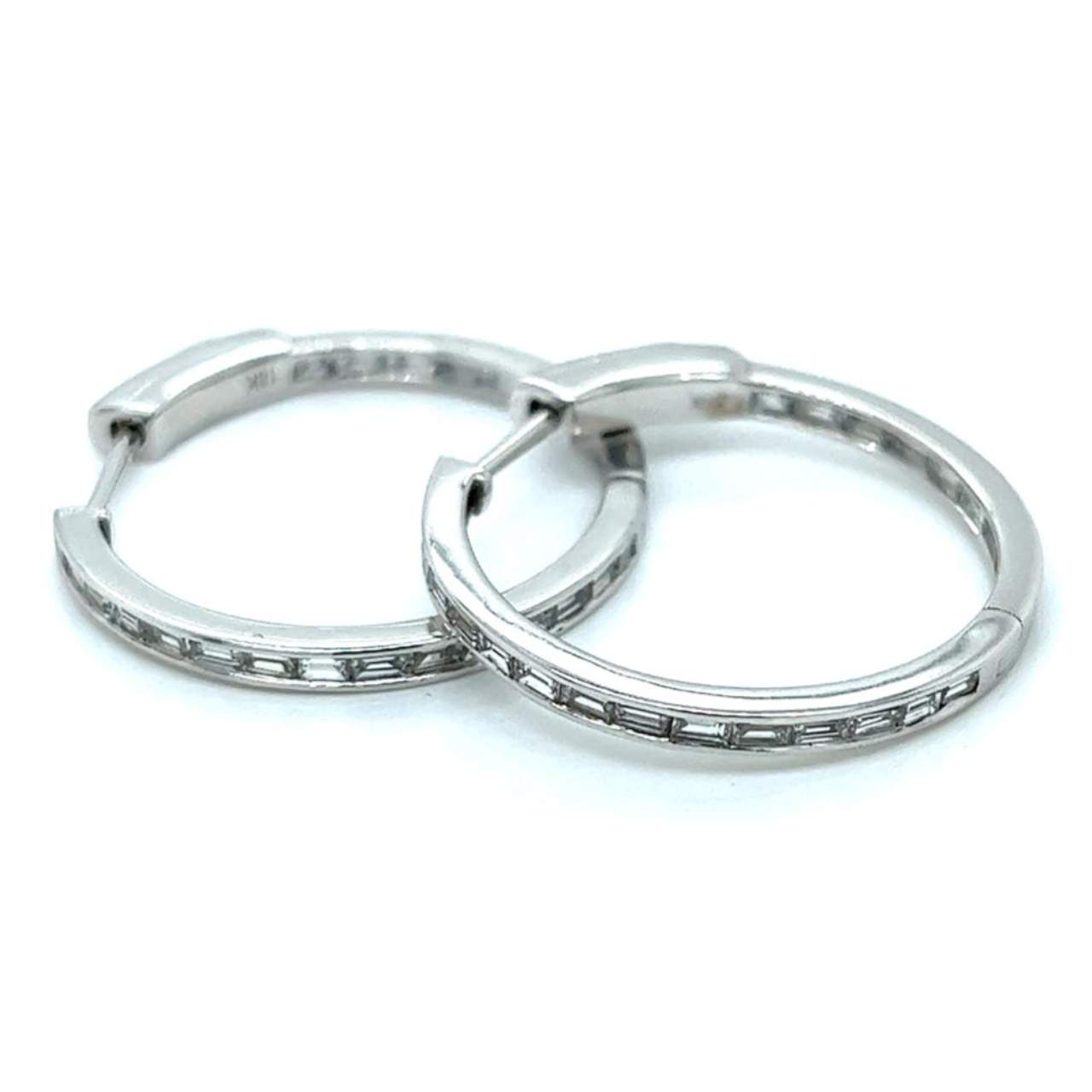18K White Gold 2.50 Ct. Diamond Hoop Earrings