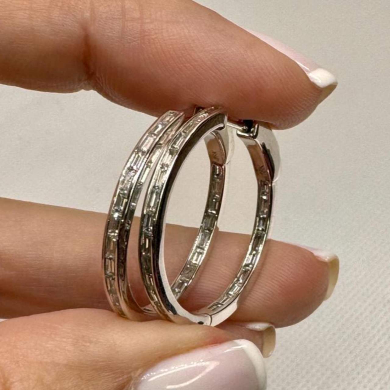18K White Gold 2.50 Ct. Diamond Hoop Earrings