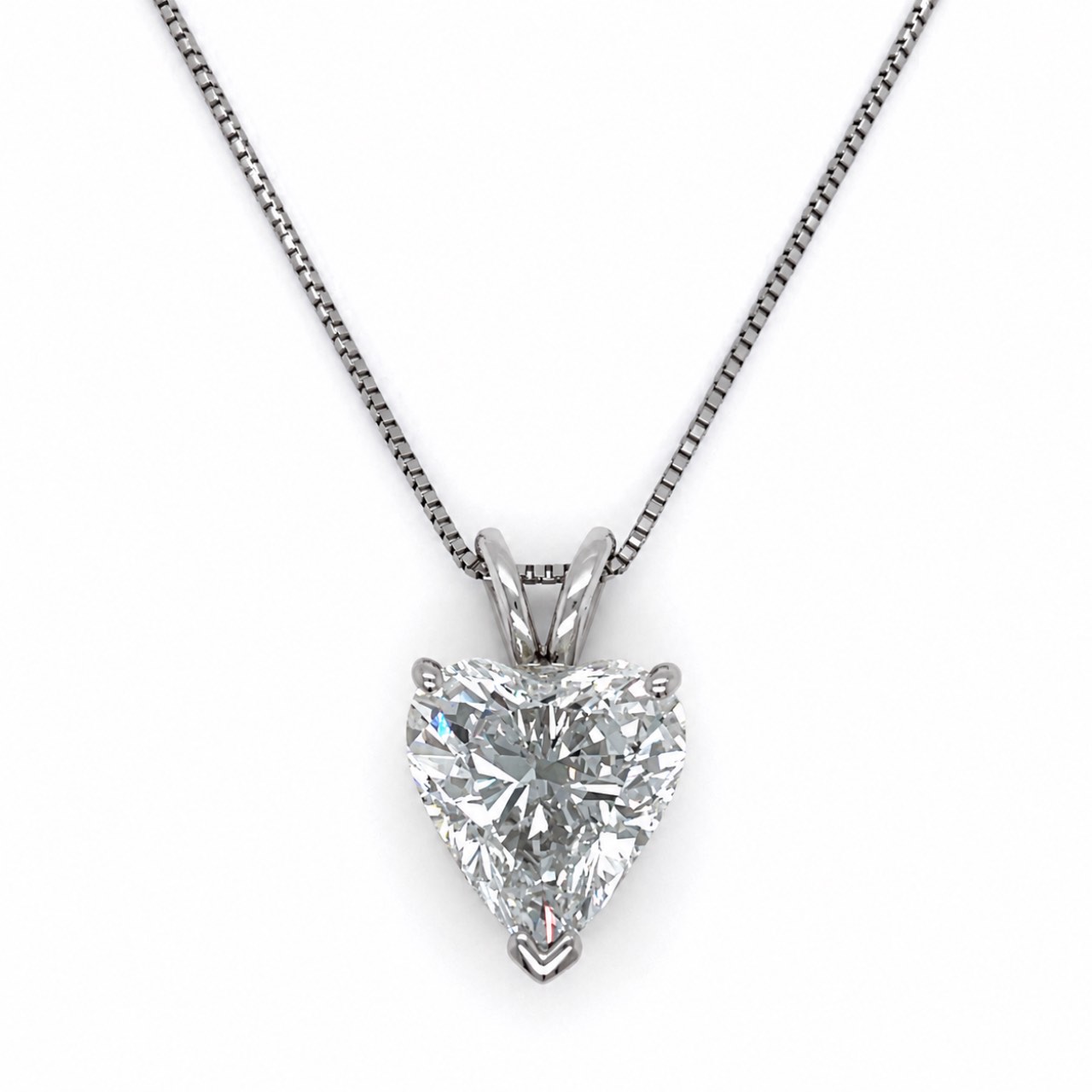 18K White Gold GIA Certified 4.13 Ct. Heart-shape Diamond Pendant w/ platinum chain