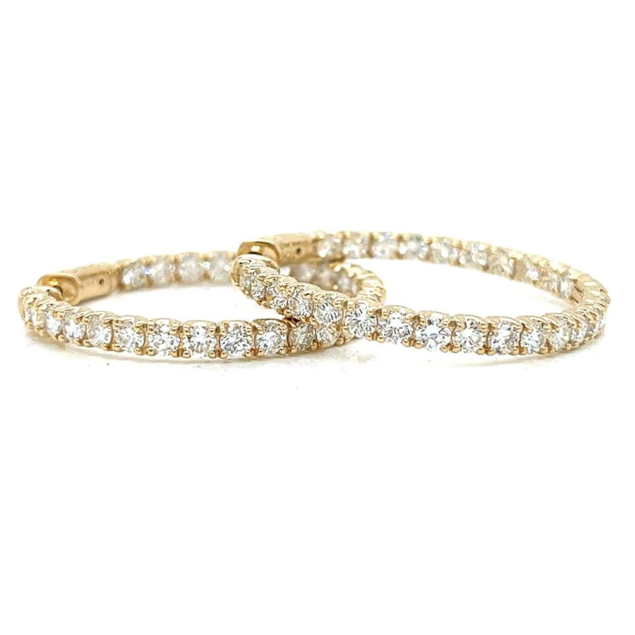 14K Yellow Gold 6.00 Ct. Diamond Hoop Earrings