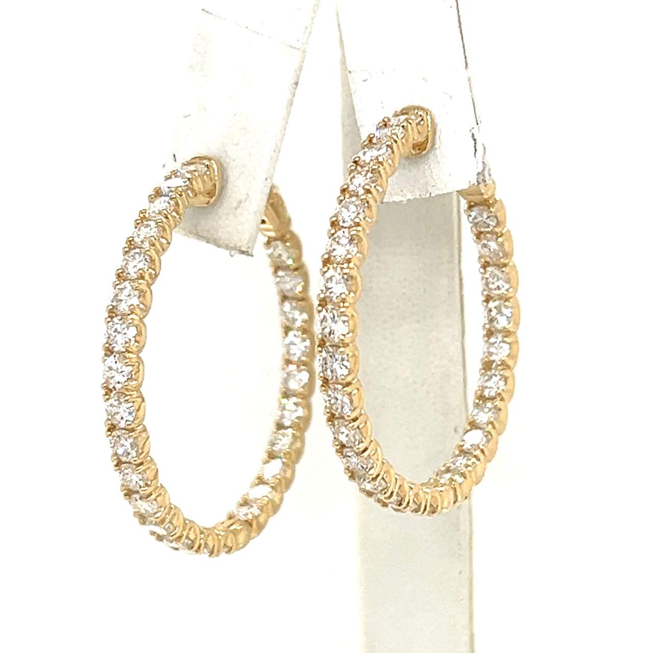 14K Yellow Gold 6.00 Ct. Diamond Hoop Earrings