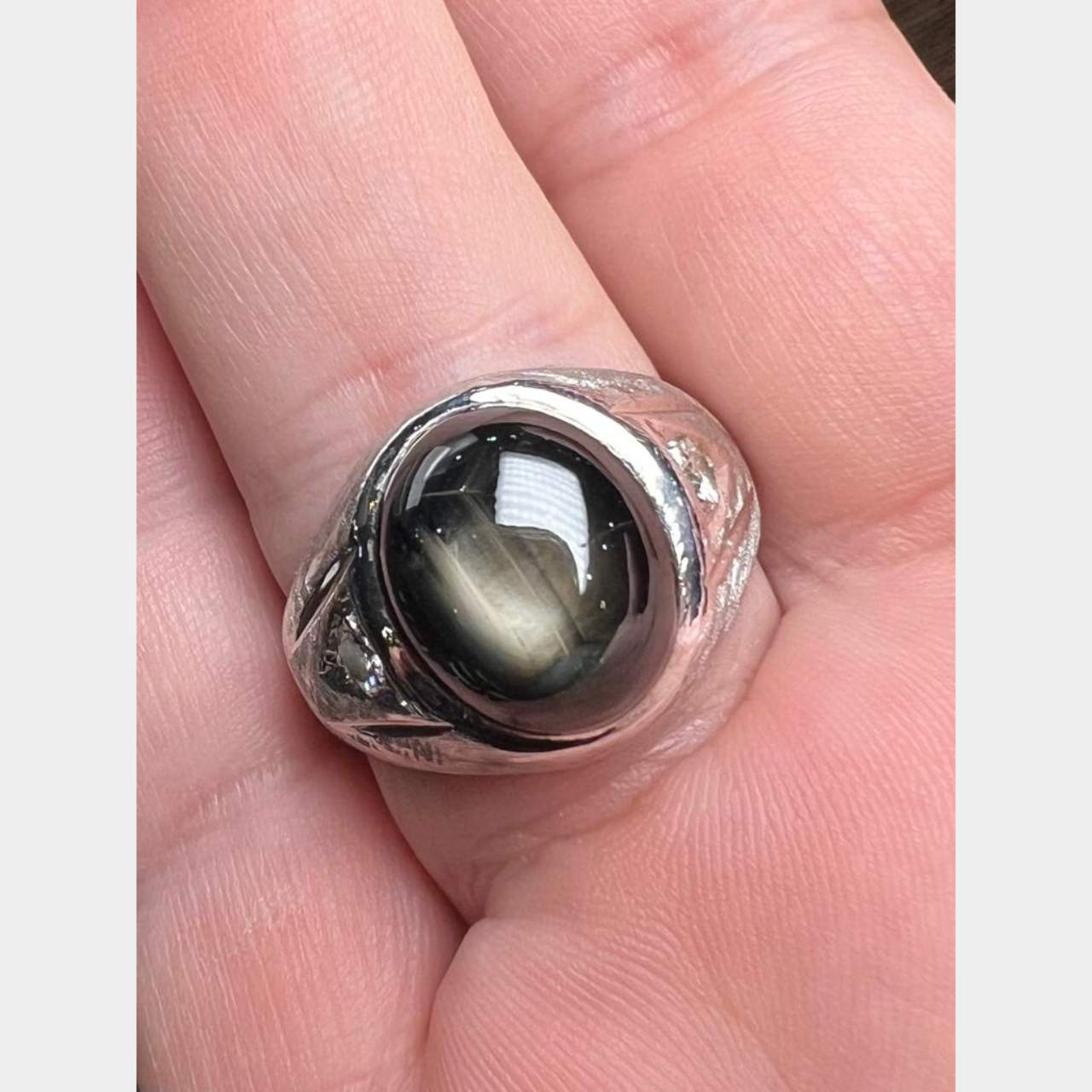 14K White Gold Star Sapphire & Diamond Ring