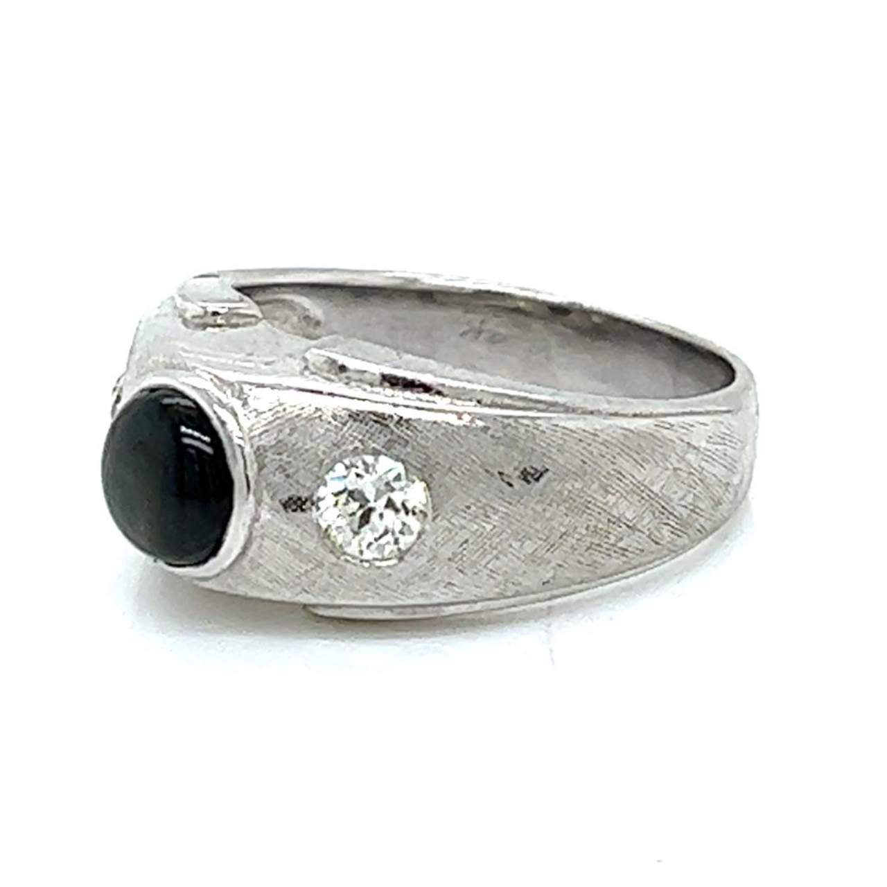 14K White Gold Star Sapphire & Diamond Ring