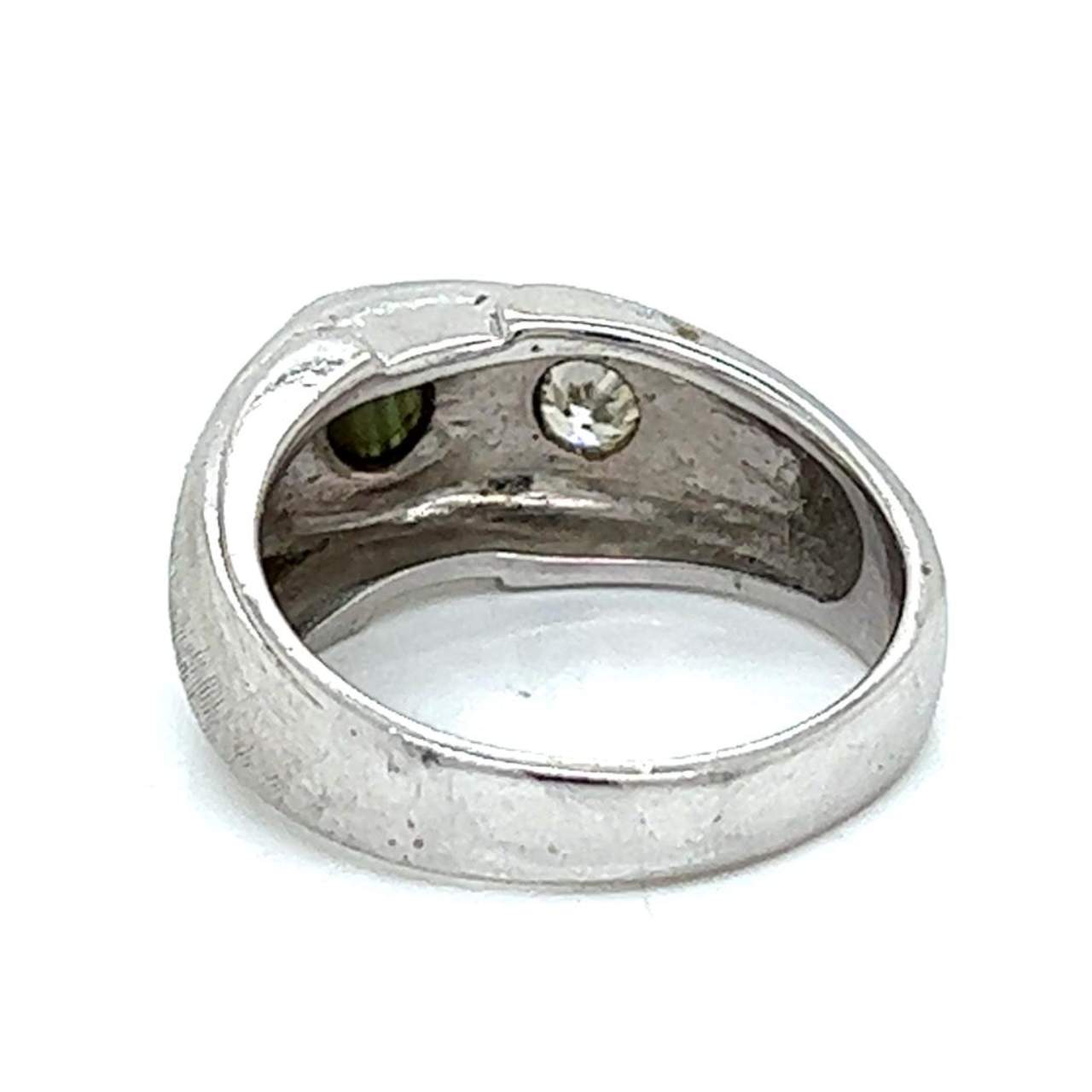 14K White Gold Star Sapphire & Diamond Ring