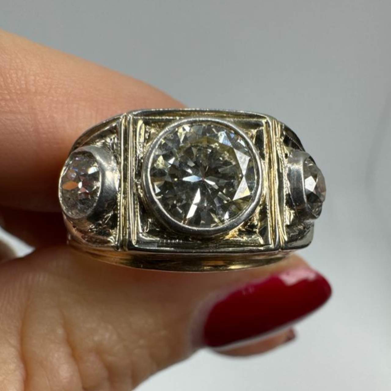 Retro 14K Rose & White Gold 2.50 Ct. Diamond Ring
